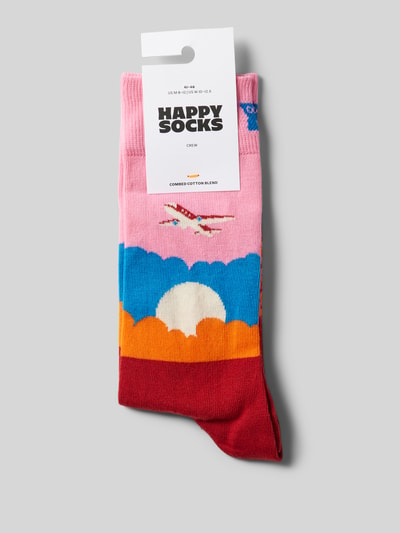 Happy Socks Socken mit Motiv-Stitching Modell 'Airplane' Pink 3