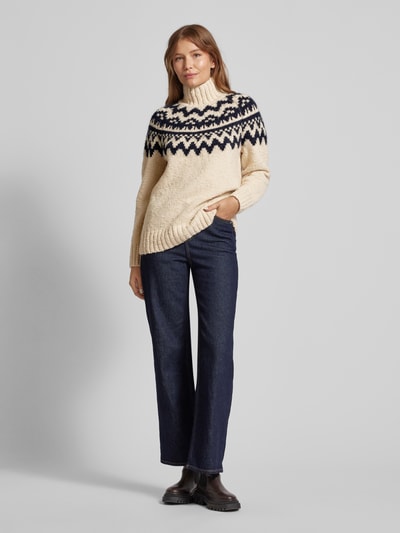 Gant Gebreide pullover met opstaande kraag, model 'FAIR ISLE' Offwhite - 1