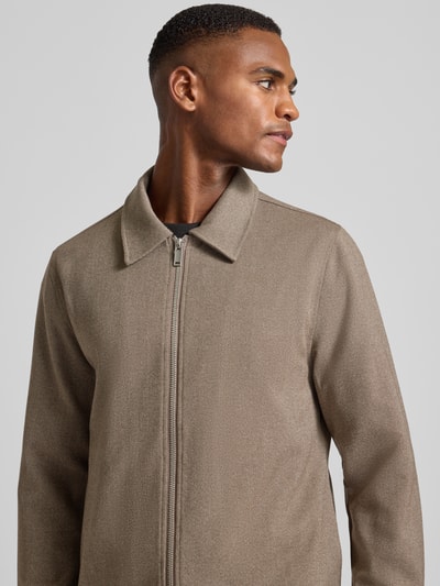 Lindbergh Slim fit overhemdjack met ritssluiting Zand - 3