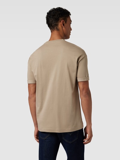 Drykorn T-shirt met geribde ronde hals, model 'THILO' Leem - 5