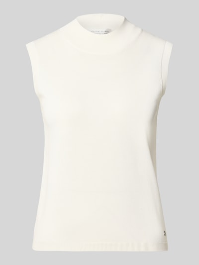 Produktfoto, Stricktop aus Lyocell-Mix mit Stehkragen von GUIDO MARIA KRETSCHMER WOMAN, Damen, Slim Fit, weiß, Label-Detail, glatte Textur