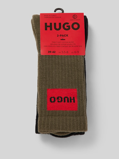 HUGO Sokken met labelstitching in een set van 2 paar Olijfgroen - 3