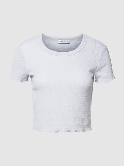 Guess Kort T-shirt met smokdetails, model 'SMOKED' Lichtblauw - 2