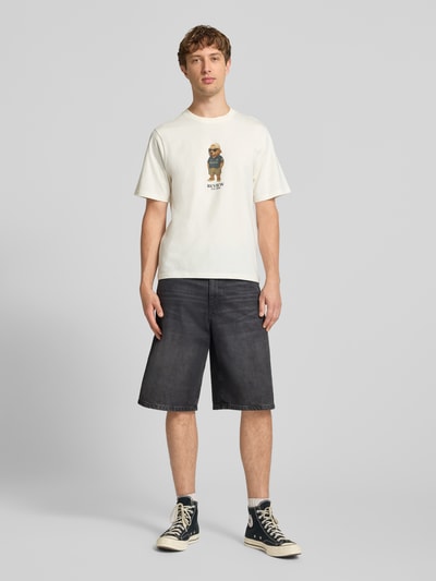 REVIEW Regular Fit T-Shirt mit Logo-Print Offwhite 1