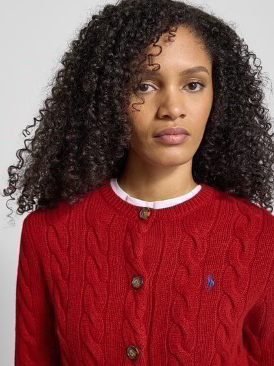 Polo Ralph Lauren Cardigan aus Wolle-Kaschmir-Mix mit Label-Stitching Dunkelrot 3