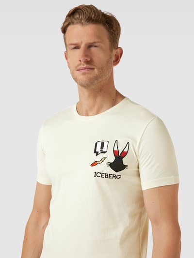 Iceberg T-Shirt mit Logo-Stitching Offwhite 3