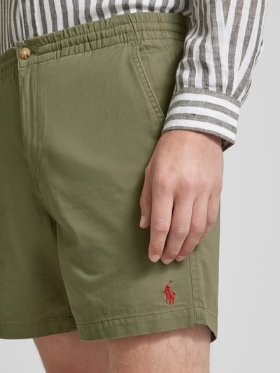 Polo Ralph Lauren Regular fit korte broek met logostitching, model 'PREPSTER' Olijfgroen - 3
