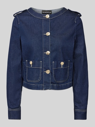 Emporio Armani Cropped Jeansjacke mit Knopfleiste Jeansblau 2