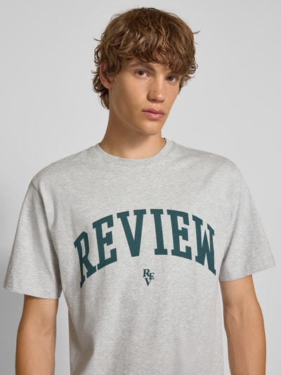 REVIEW T-shirt z nadrukiem z logo Jasnoszary melanż 3