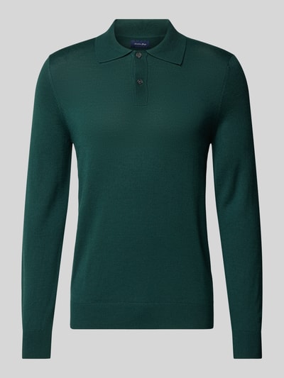 Christian Berg Men Slim fit gebreide pullover met polokraag Flessengroen - 2