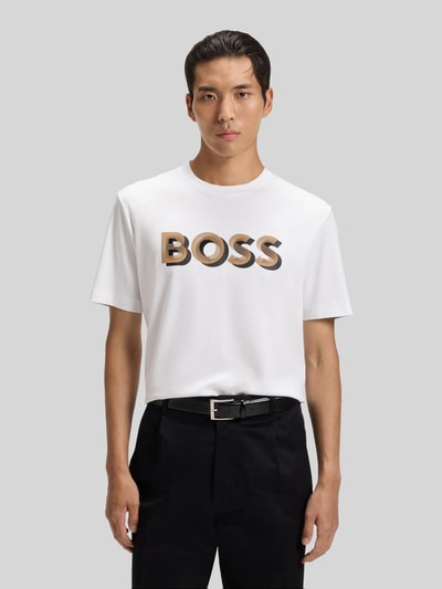 BOSS Regular Fit T-Shirt aus merzerisierter Baumwolle Modell 'THOMPSON 656' Weiss 4