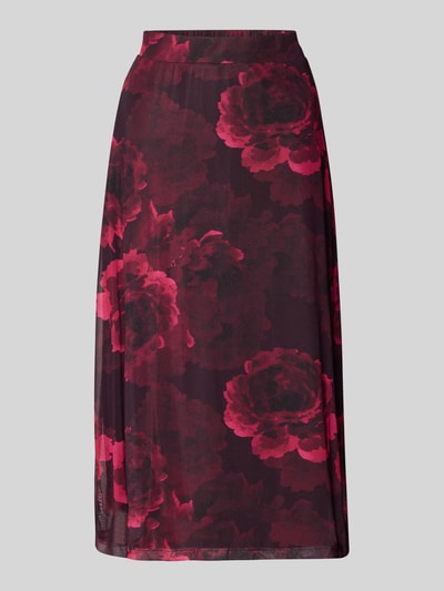 Produktfoto, Glockenrock mit elastischem Bund Modell 'Se44renity' von ZABAIONE, rot-schwarzes A-Linien-Muster, Midirock, Material-Mix mit Stretch-Anteil