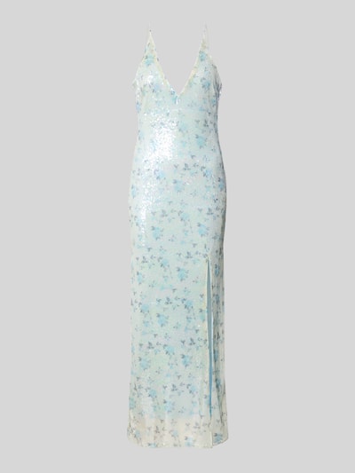 Bardot Avondjurk met pailletten en V-hals, model 'LOIS SEQUIN' Lichtblauw - 2