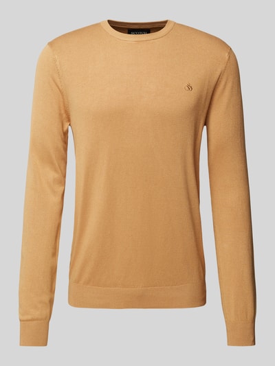 Scotch & Soda Sweter z dzianiny z wyhaftowanym logo model ‘CORE’ Camel 2