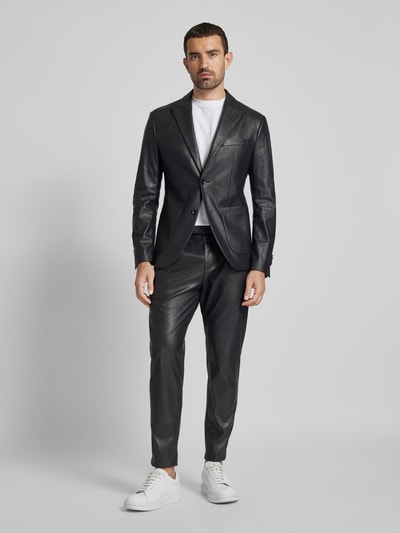 Cinque Slim fit pantalon in leerlook, model 'SALTO' Zwart - 1