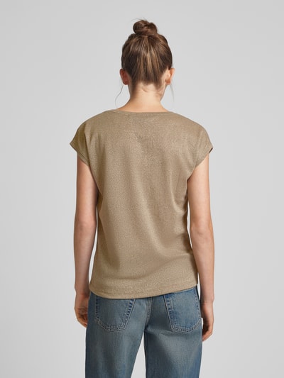 Only Top met V-hals, model 'SILVERY' Taupe - 5