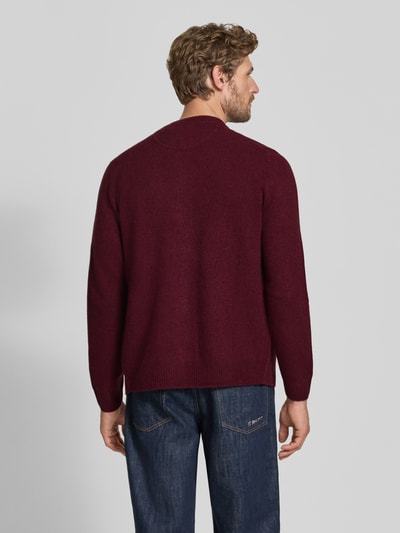 MCNEAL Regular Fit Strickjacke aus reiner Wolle mit Logo-Stickerei Dunkelrot Melange 5