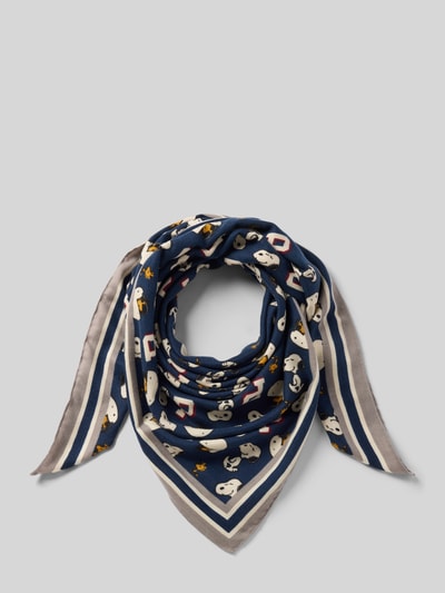 Produktfoto, Tuch im Allover-Look von Codello, quadratische Form, Motiv-Print in Blau und Beige, 120x120 cm, Damen Tuch