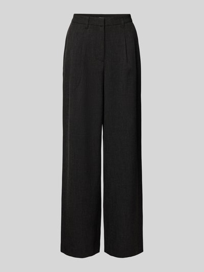 Vero Moda Wide leg broek met riemlussen, model 'BESTIE' Antraciet gemêleerd - 2
