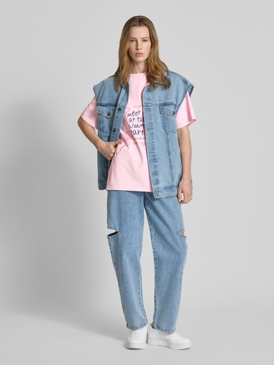 OH APRIL Oversized T-shirt met ronde hals, model 'Summer Party' Roze - 1