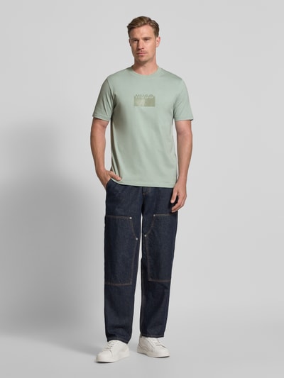 HUGO Regular fit T-shirt van katoenen jersey, model 'DELASTIO' Mintgroen - 1