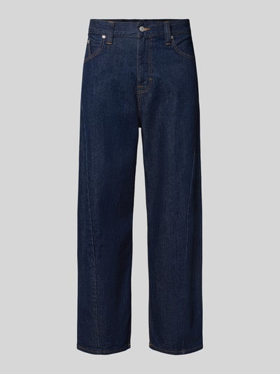 Produktfoto, Barrel fit Jeans aus Baumwoll-Mix Modell 'ASHTON' von Tommy Jeans, dunkler Denim, gerade geschnitten, sichtbare Nähte, Herren Barrel Jeans