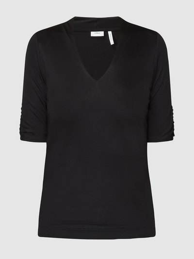 s.Oliver BLACK LABEL T-Shirt aus Viskose mit V-Ausschnitt Marine 2