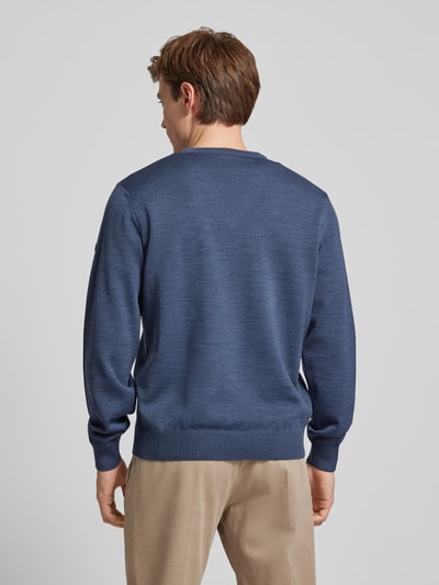 MAERZ Muenchen Gebreide pullover met labelbadge Oceaanblauw gemêleerd - 5