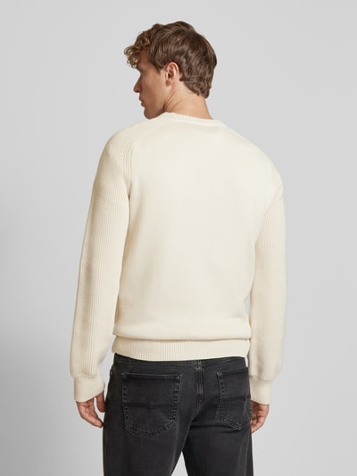 BOSS Gebreide pullover met ronde hals, model 'Ematero' Offwhite - 5