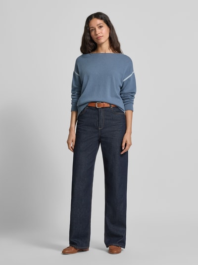 Luisa Cerano Strickpullover aus Wolle-Kaschmir-Mix mit Rundhalsausschnitt Rauchblau 1