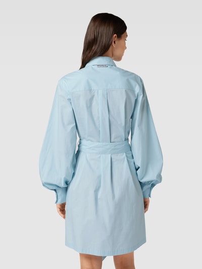 HUGO Sukienka koszulowa z wiązanym paskiem model ‘Kaisanna’ Jasnoniebieski 5