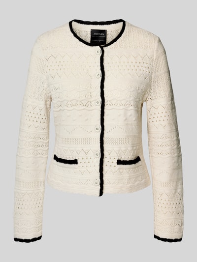 Marc Cain Kurtka z dzianiny z żywej wełny z ażurowym wzorem Beżowy 2