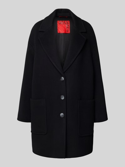MAX&Co. Relaxed fit lange wollen jas met reverskraag, model 'TAROCCO' Zwart - 2
