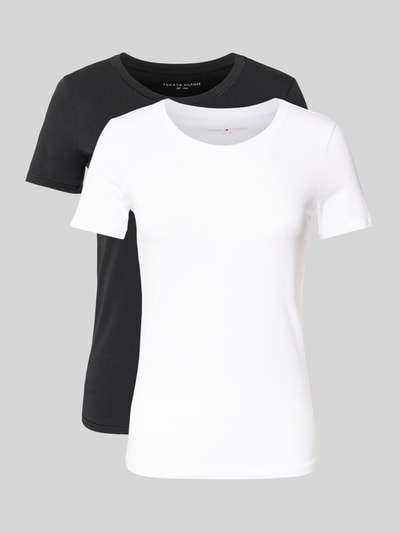 Produktfoto, Slim Fit Unterhemd im 2er-Pack von Tommy Hilfiger, Optik: Unifarben, Material: Baumwoll-Mix, Farben Weiß und Schwarz