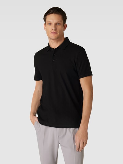 Strellson Poloshirt met structuurmotief, model 'Fadu' Zwart - 4