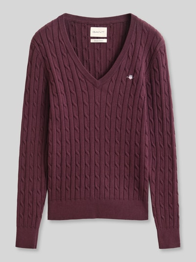GANT Regular Fit Pullover aus Baumwoll-Mix mit Logo-Stitching Bordeaux 2