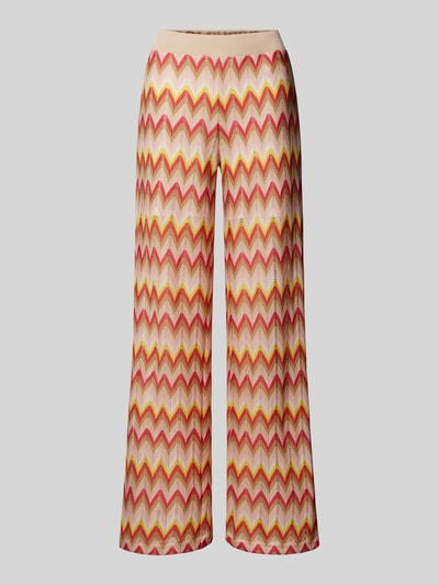 Smith and Soul Spodnie materiałowe z szerokimi nogawkami i wzorem w zygzaki Beżowy 1