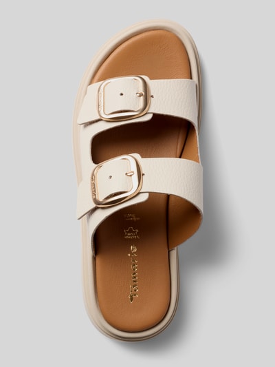 Produktfoto, Wedges aus echtem Leder von Tamaris, Optik: Unifarben, Schuhspitze: Abgerundet, Offen, Absatzform: Keilabsatz, Verschluss: Schlupf/offen, Dornschließen, Sohle: Profiliert, Material: Leder