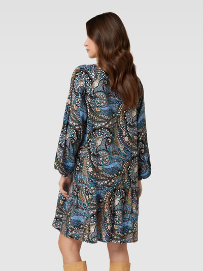 Soyaconcept Knielange jurk van viscose met all-over motief, model 'Manny' Blauw - 5