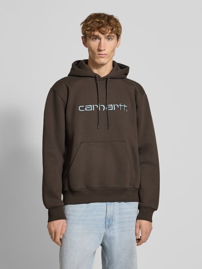 Carhartt Work In Progress Bluza z kapturem, wyhaftowanym logo i kieszenią kangurką Ciemnobrązowy 4