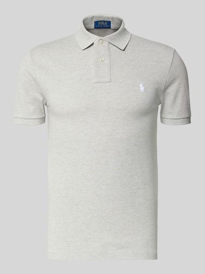 Produktfoto, Slim Fit Poloshirt aus reiner Baumwolle von Polo Ralph Lauren in Hellgrau mit feiner Textur, Herren Poloshirt Context