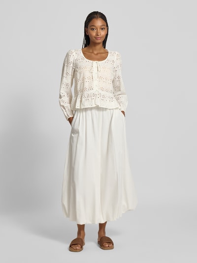 Pieces Relaxed Fit Langarmbluse aus reiner Baumwolle Modell 'FARMORINE' Offwhite 1