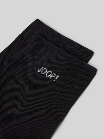 Produktfoto, czarne skarpety z mieszanki bawełny, srebrne logo JOOP!, zestaw 2 szt., kolekcja damska JOOP! COLLECTION