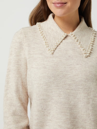 Only Pullover met sierkralen, model 'Pearla' Beige - 3