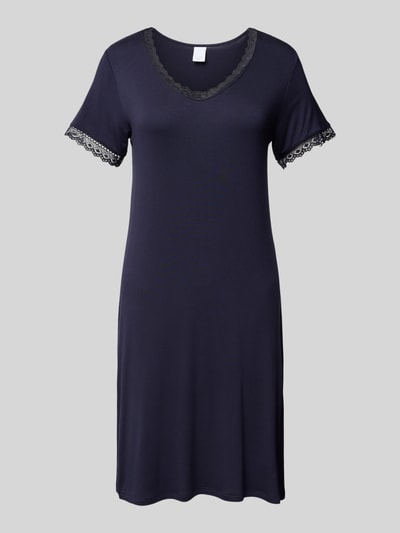 CCDK Copenhagen Nachthemd met V-hals, model 'Jacqueline' Donkerblauw - 1
