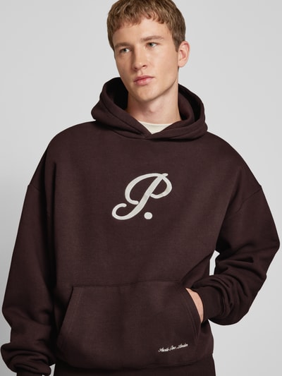 PROHIBITED Oversized Hoodie mit Label-Stitching Modell 'Brixton' Dunkelbraun 3