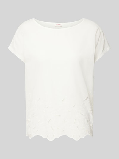 s.Oliver RED LABEL T-shirt met broderie anglaise Offwhite - 2