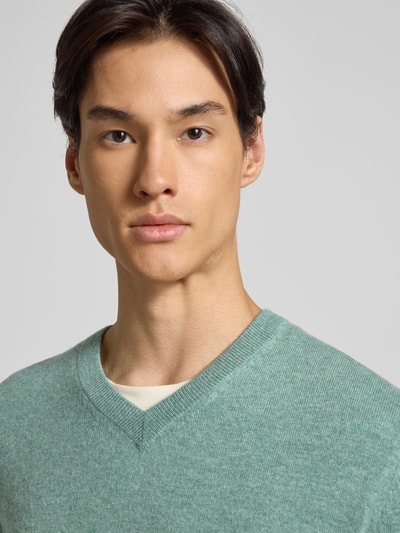 Christian Berg Men Strickpullover aus Wolle-Kaschmir-Mix mit V-Ausschnitt Schilf Melange 3