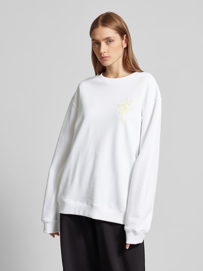 Hugo Blue Oversized Sweatshirt mit floralem Print Weiss 4