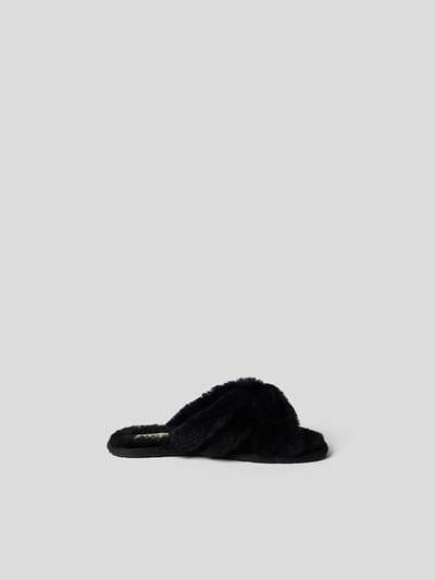 UGG Pantoletten mit Fellbesatz Schwarz 5